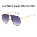 Aviator sunglasses with gold metal frame and gradient grey lenses in 45-degree view - Gold Frame Gradient Grey Lens