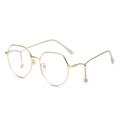 Montura de gafas poligonales doradas con colgantes de estrella y lentes anti-luz azul - Dorado