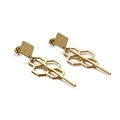 Pendientes geométricos de acero de titanio dorado con borlas largas de nido de abeja - Color Dorado (KE86454-KFC)