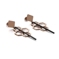 Geometric honeycomb fringe earrings in rose gold and black finish for a stylish look - Rose Gold & Black (KE86453-KFC)
