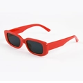 Retro rectangle sunglasses with bright red frame and dark black lenses for a vintage look - C06 Red