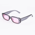 Occhiali da sole retrò rettangolari con montatura grigia e lenti rosa chiaro - C05 Montatura Grigia Rosa