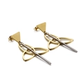 Long geometric triangle dangle earrings in rose gold and silver stainless steel finish - Gold Steel (KE86807-KFC)