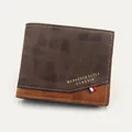 Men's bifold wallet with matte brown textures and golden Menbense lettering design - D3301-4 Dark Brown