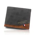 Men's bi-fold wallet in black and brown textured leather with gold stamping - D3301-4 Black