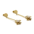 Elegant gold drop earrings with sparkling flower pendant and clear zircon stone - Gold