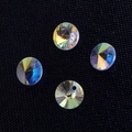 Set of four round faceted AB crystal glass pendants for DIY jewelry making and necklaces - 8MM Rivoli Crystal