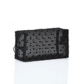 Transparent black mesh cosmetic bag with heart patterns and circular zipper pull - Square (Black Heart) / Black Mesh Black Heart