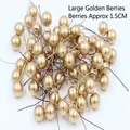 Artificial 1.5cm golden matte berries for Christmas wreath DIY and cake decorations - Approx. 100Pcs/Bag / Gold Acacia Berry 15mm