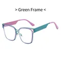 Occhiali oversize in metallo verde e viola con filtro luce blu per donna alla moda - Montatura Verde