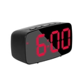 Minimalistischer schwarzer LED-Digitalwecker mit rotem Spiegeldisplay und Bedientasten - Gebogenes Schwarzes Gesicht Rotes Licht