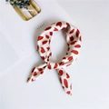 Square satin scarf featuring a white background and red heart patterns for women - Petal Pattern White Base / One Size