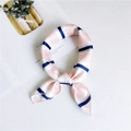 Elegant pink and white striped silk neck scarf in a stylish ring knot for women - Triple Stripe Pink / One Size