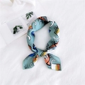 Fashionable mint green silk scarf with abstract cat print and satin finish - Window Cat Green / One Size