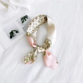 Elegant cream and pink silk scarf featuring a gold chain and diamond lattice pattern - Square Chain Pink / One Size