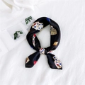 Elegant black silk square scarf featuring vintage poker card print and satin finish - Poker Ace Black / One Size