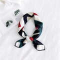 Elegant geometric print silk square scarf in red green and black blocks for neck wear - 10 Plaid Dark Green / 50-50cm