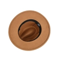 Interior view of khaki fedora jazz hat showing 57cm size label and cotton lining - M(56-58cm) / Dark Khaki