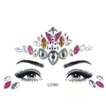 Pink and iridescent crystal face gem stickers in crown pattern for Halloween makeup - L0385 Pink & Clear Rhinestone