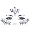 Face jewel stickers with silver rhinestones in teardrop and round shapes for makeup - L0384 Silver Clear Drops