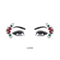 Self-adhesive red and green flower face gems for eye makeup decoration Model L0394 - L0394 Red Green Floral