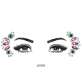 L0393 Face jewels featuring pink diamond and green round rhinestones for eye makeup - L0393 Pink & Green Gem Pair