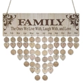 Family Birthday Tracker Wooden Calendar with Heart and Round Hanging Tags for Home Decor - FAMILY (The Ones We Live With) (JM01047)