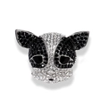 French Bulldog brooch with black and white rhinestones on silver-tone base - French Bulldog