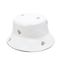 Dettaglio del ricamo a forma di ananas colorato sul tessuto del cappello bianco - M (56-58cm) / Bianco