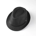 Classic black straw jazz hat for kids featuring a stylish woven texture and metal buckle - 54cm / Black