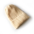 Minimalist beige ribbed knit beanie for kids with soft textured thermal yarn - Light Apricot