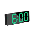 Modern rectangle LED alarm clock with green digits on mirror screen and black frame - Rectangular Black Face Green Light