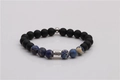 Matte black and blue imperial stone Virgo zodiac beaded bracelet with silver accents - Virgo