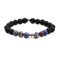 Black matte 8mm beaded bracelet for men and women featuring Aries zodiac sign charm - Aries
