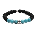 Zodiac Taurus kralenarmband met 8mm matzwarte steen en blauwe turquoise kralen - Stier