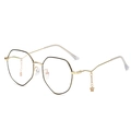 Montura de gafas hexagonal negra y dorada con colgantes de estrellas y cadenas finas - Montura Oro Negro