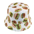Witte omkeerbare vissershoed met hamburgerprints voor zonbescherming buiten - 58cm / Hamburger