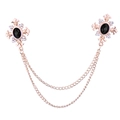 Roségouden kruiskraagketting met zwarte edelstenen en kwastjes voor herenoverhemden - Gouden Basis Zwart Strass