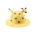 Yellow cartoon giraffe kids bucket hat with 3D ears and brown spots for sun protection - 50cm / Yellow