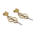 Pendientes geométricos romboidales con borlas en acabados oro y plata para mujer - Bicolor Oro y Plata (KE86455-KFC)