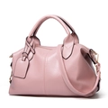 Chic pink litchi pattern Boston handbag with gold hardware and adjustable strap - Pink