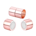 Macro view of rose gold magnetic jewelry clasp showing the cylinder connector mechanism - Rose Gold / 4mm (10 Pieces/Pack)