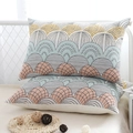 Pair of pure cotton gauze pillowcases featuring a colorful geometric pattern - Green Scallops (Pair)