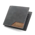 Men's bi-fold wallet in charcoal grey and brown textured leather with gold stamped logo - D3301-5 Black