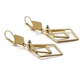 Elegant gold geometric titanium steel earrings featuring layered hollow rhombus pendants - Double Layer Rhombus Style / Gold (KE86825-KFC)