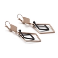 Rose gold and black geometric diamond-shaped titanium steel earrings for women - Double Layer Rhombus Style / Rose Black (KE86827-KFC)