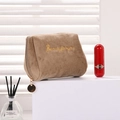 Braune Samt-Kosmetiktasche mit goldener Stickerei Beautyforyou und Metallreißverschluss - Khaki