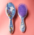 Sparkly purple bristle hairbrush set with blue liquid and golden sequins in handle - 1822 Zebra