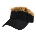 Creative black baseball cap with brown synthetic wig hair for fun sun protection - Black + Dark Brown