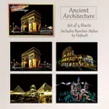 Set of 4 scratch art postcards featuring world landmarks with a gold night scene effect - Ancient Architecture Series